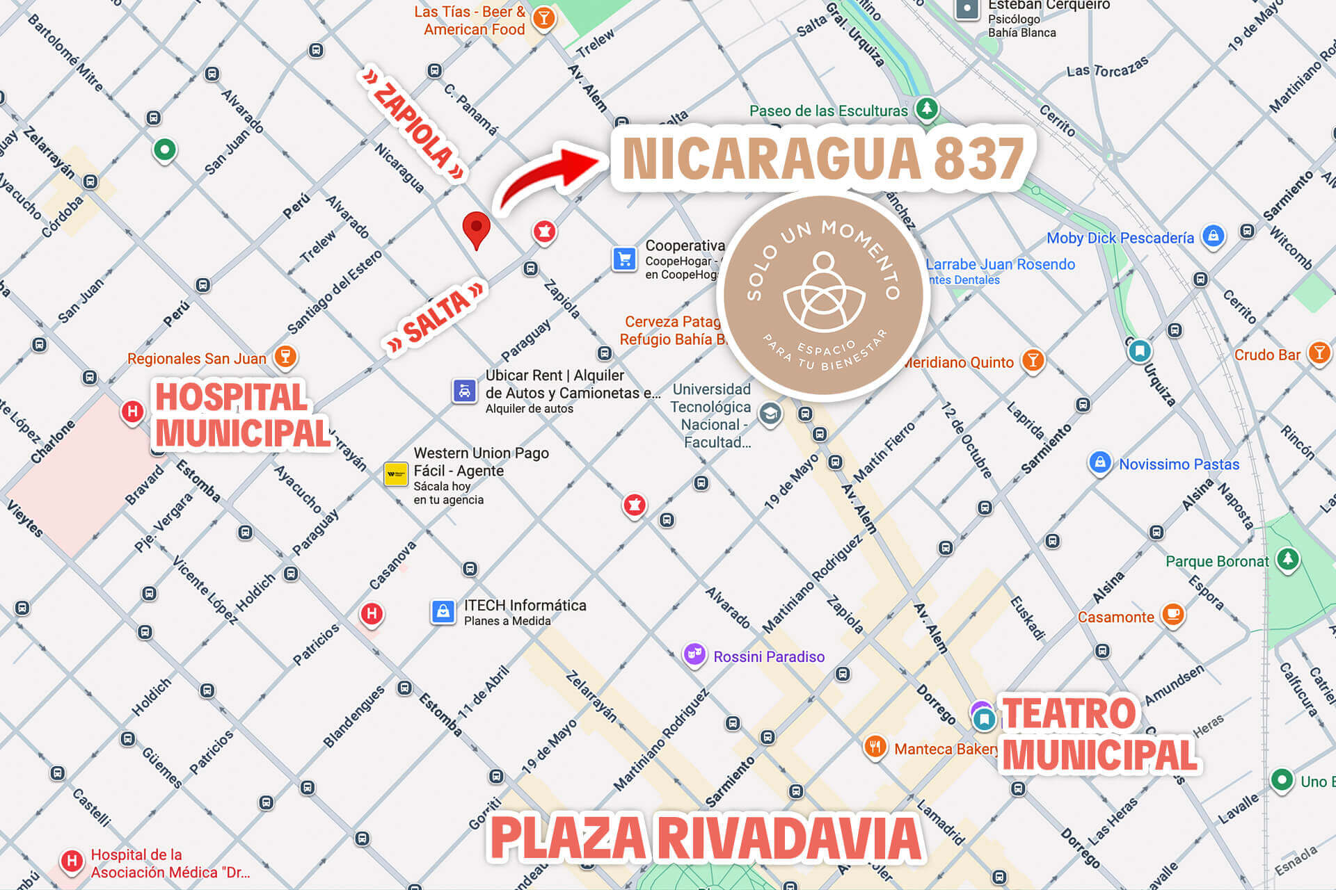 Mapa de ubicación con leyendas - Nicaragua 837, Bahía Blanca